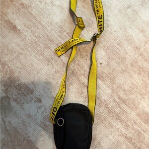 Off-White Black Messenger Bag with Yellow Strap
